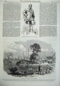 Old Antique Print Statue William Pole Hull 1870 Alexandra Park Manchester 19th