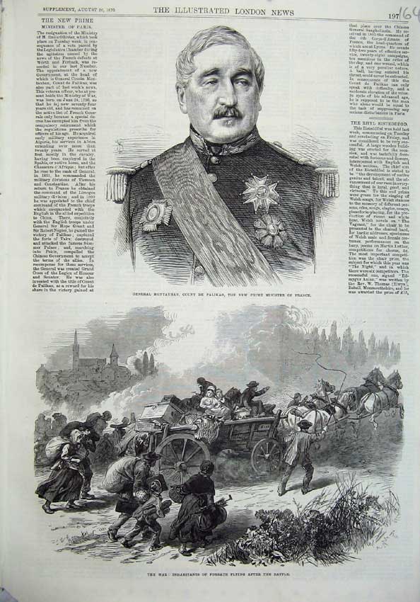 Old Antique Print General Montauban Minister France 1870 War Forbach Art 19th