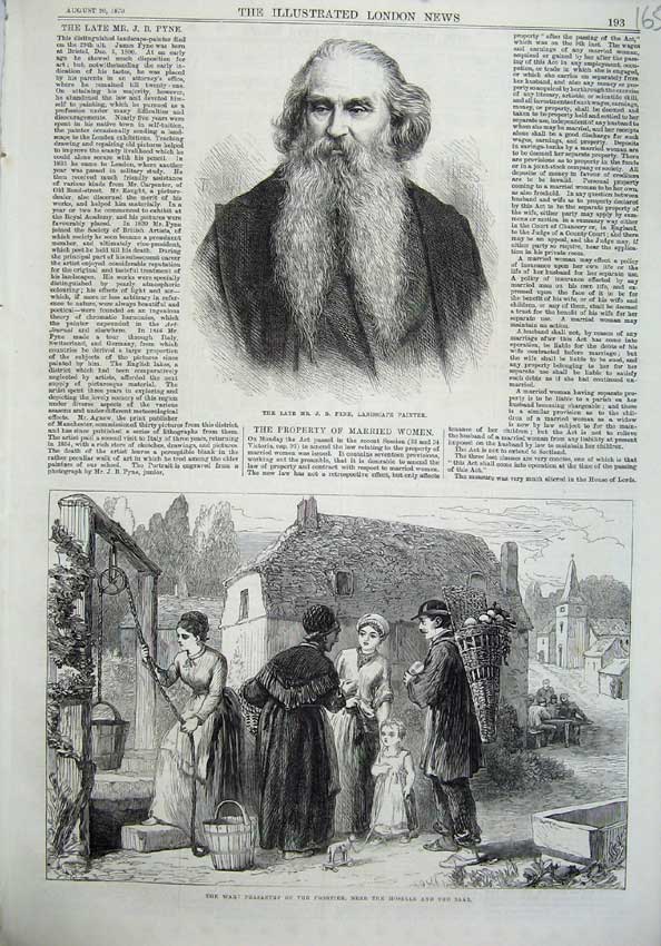 Old Antique Print Pyne Painter 1870 War Peasantry Moselle Saar Families 19th