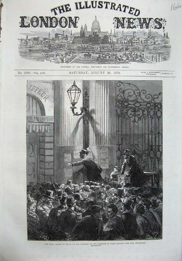 Old Antique Print 1870 War People Ministry Paris War Telegrams Fine Art 19th