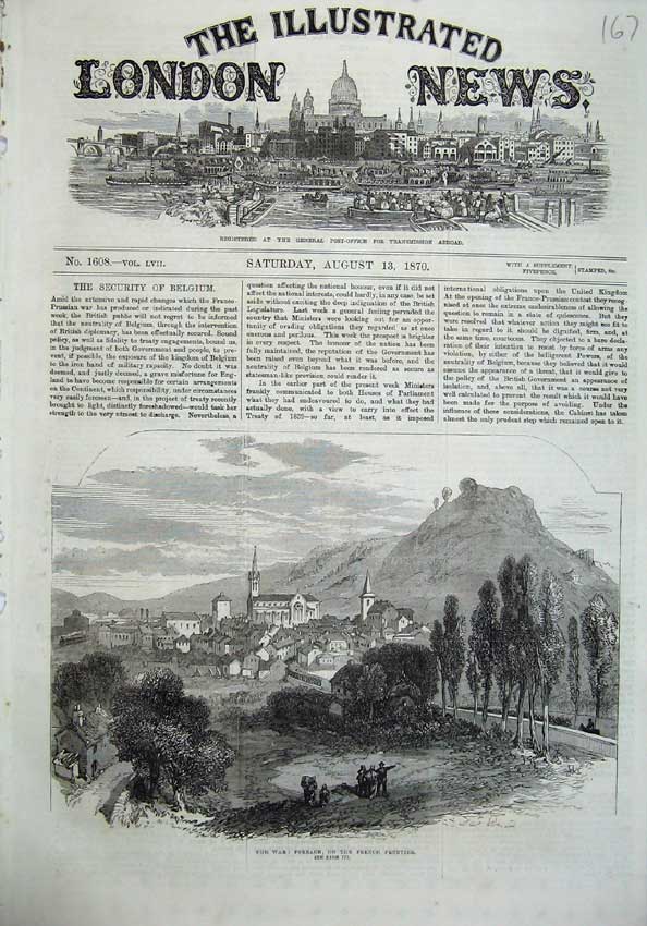 Original Old Antique Print 1870 War Forbach French Frontier Mountains Fine Art