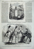 Old Antique Print Paris Fashion 1870 High Cross Centre Roman Britain Art 19th