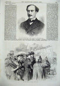 Original Old Antique Print Prevost-Paradol French 1870 War Parisians War Map