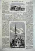 Old Antique Print Hilda'S School Yorkshire 1870 Memorial Church Hackney 19th