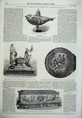 Old Antique Print Kensington Museum 1870 Marriage Coffer Inkstand Watch 19th
