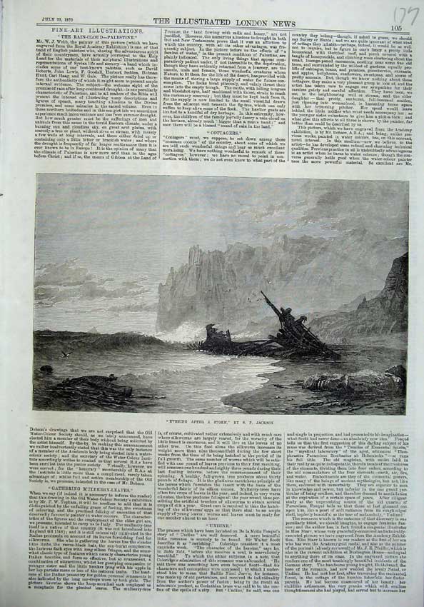 Original Old Antique Print 1870 Stormy Sea Ship Wreck Cliffs Waves Fine Art