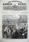 Old Antique Print 1870 Thames Embankment John Thwaites Prince Wales Art 19th