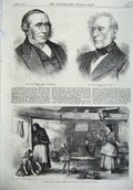 Old Antique Print Professor Syme James Clark 1870 Ireland Spinning Wheel 19th