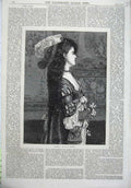 Old Antique Print Fine Art Portrait Beautiful Girl Narcissa 1870 Jacquet 19th