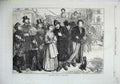 Original Old Antique Print 1870 Fine Art Men Women Children Street Eclipse Sun
