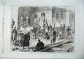 Original Old Antique Print 1870 Gardes Mobiles Paris Railway Arches Camp People