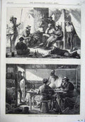Original Old Antique Print Fine Art 1870 Christmas Australia Pudding Time Music