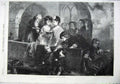 Original Old Antique Print 1870 Fine Art Families Church Pew Bible Hughes 19th