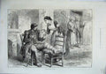 Original Old Antique Print 1870 War Wounded Sier Nurse Bandaged Leg Huard 19th