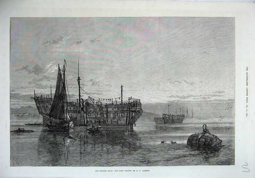 Old Antique Print 1870 British Navy Ship Wreck Sea Sailing Yacht Fine Art 19th