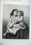 Original Old Antique Print 1870 Mother Children Home Treasures Fine Art M'Clean