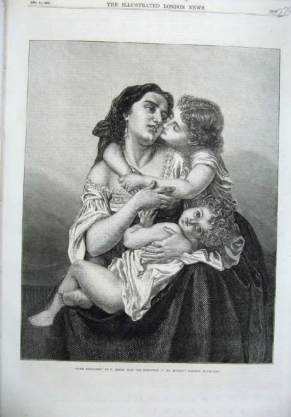 Original Old Antique Print 1870 Mother Children Home Treasures Fine Art M'Clean