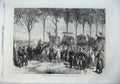 Original Old Antique Print 1870 Paris Departure English Americans Army Siers