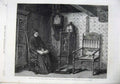 Original Old Antique Print Fine Art 1870 Woman Chair Widowed Childless Prussia