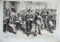 Original Old Antique Print War 1870 Rue Royale Tours Army Men Rifle Victorian