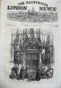 Old Antique Print War 1870 Fine Art Doorway Strasbourg Cathedral Church 19th