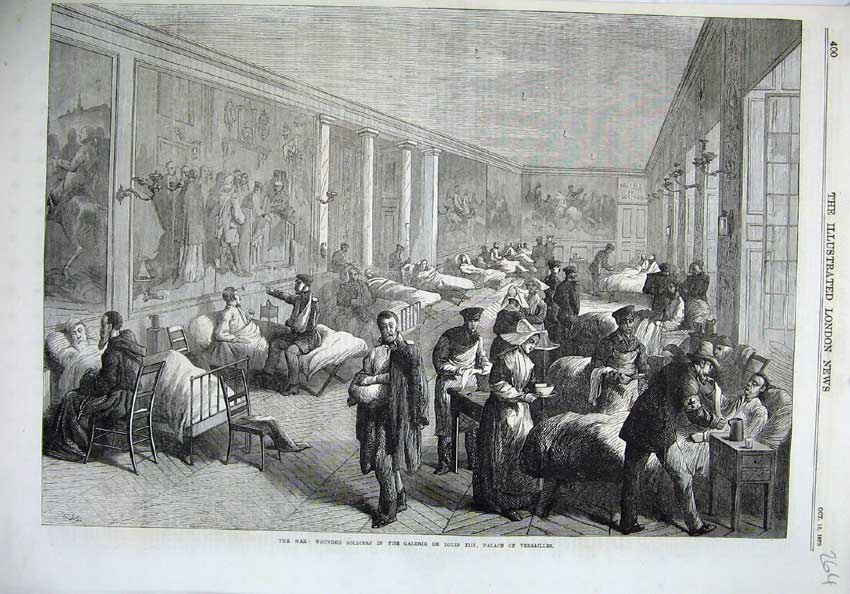 Original Old Antique Print War 1870 Wounded Siers Galerie De Louis Versailles