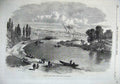 Old Antique Print War 1870 Town Sedan Overflow Meuse River Boat Fine Art 19th