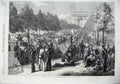 Original Old Antique Print 1870 War Troops Army Encamped Champs Elysees Paris
