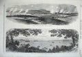 Original Old Antique Print 1870 War Prussian Batteries Phalsburg Kiel Bay Ships
