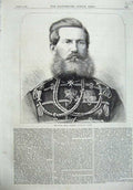Original Old Antique Print 1870 Portrait Crown Prince Frederick William Prussia