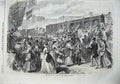 Old Antique Print War 1870 Prussian Dragoons Berlin Railway Train Mayence 19th