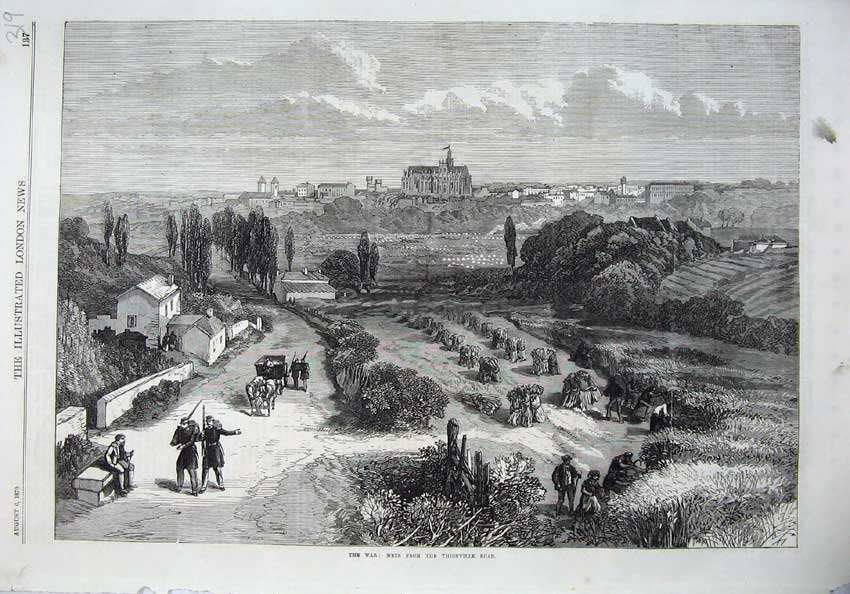 Old Antique Print War 1870 View Metz Thionville Road Town Army Fine Art 19th