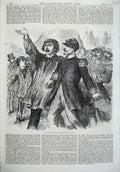 Original Old Antique Print War 1870 Singing Marseillaise Paris France Army Sier