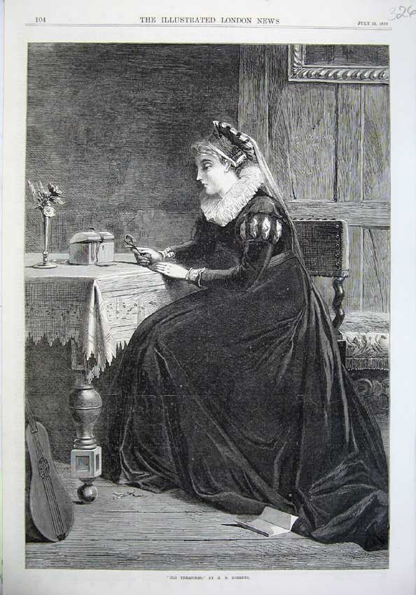 Original Old Antique Print 1870 Fine Art Portrait Beautiful Woman Desk Chair