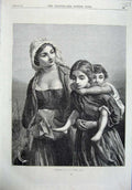 Original Old Antique Print Cottagers 1870 Women Children Milk Jug Victorian