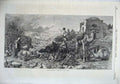 Original Old Antique Print 1870 Rain Cloud Palestine Camel Cows Sheep Webb 19th