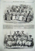 Old Antique Print 1870 Ceylon High Caste Ladies Kandy Kandyan Chiefs Art 19th