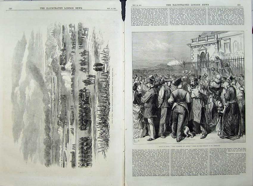 Old Antique Print Siege Paris 1870 Terrace Germains French Malmaison War 19th