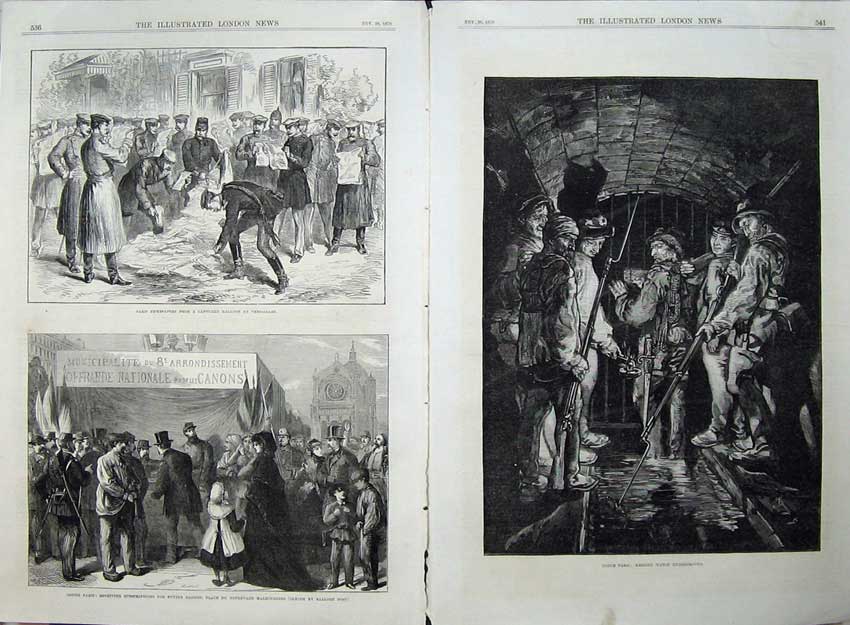 Old Antique Print Fine Art Paris 1870 Underground Newspapers Malesherbes 19th