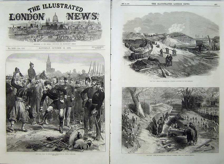 Old Antique Print 1870 War Strasbourg French Prisoners Garden Burial Art 19th