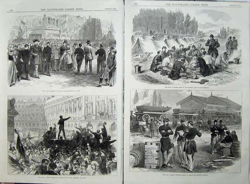 Antique Old Print War 1870 Metz Place Vendome Military Train Moselle Camp 19th