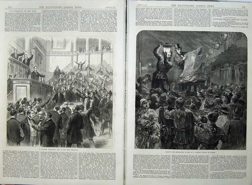Old Antique Print 1870 Railway France War Ollivier Corps Legislatif Art 19th