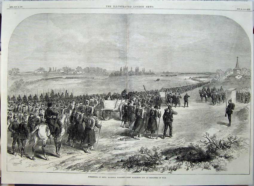 Old Antique Print 1870 War Surrender Metz France Marshal Bazaine'S Army 19th