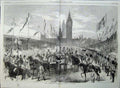 Old Antique Print 1870 Procession Hungerford Thames Embankment Horse Art 19th