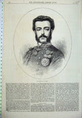 Original Old Antique Print 1871 Portrait King Elect Spain Royalty Man Victorian
