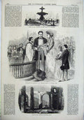 Old Antique Print 1871 Paris Fountain Ruins Wedding Martins Church France 19th
