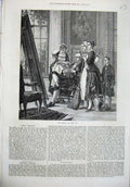 Original Old Antique Print 1871 Carl Hoff Servants Man Portrait Lady Victorian
