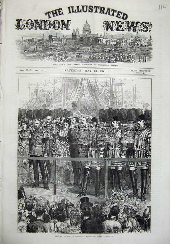 Original Old Antique Print 1871 International Exhibition South Kensington Music