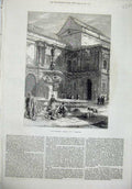 Original Old Antique Print 1871 View Fountain Seville Spain Macquoid Victorian