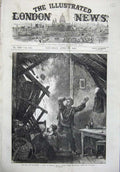 Old Antique Print 1871 Civil War France Shell Suresnes Bomb Family Home 19th